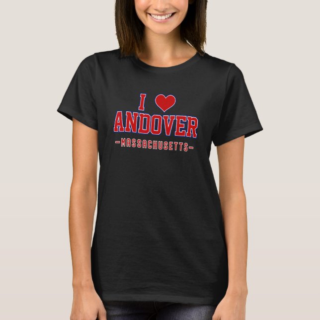 Camiseta Eu Amo Andover Massachusetts (Frente)