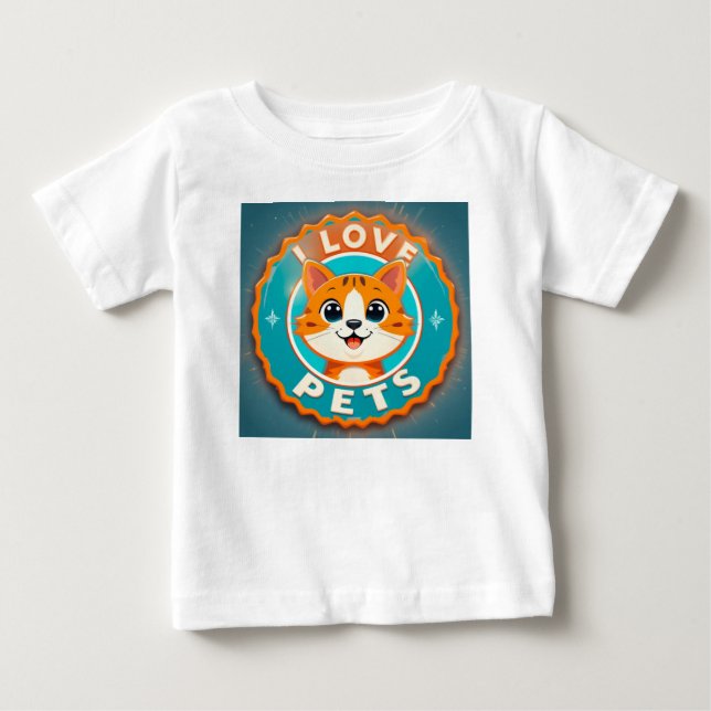 Camiseta Eu amo animais de estimação gato fofo (Frente)