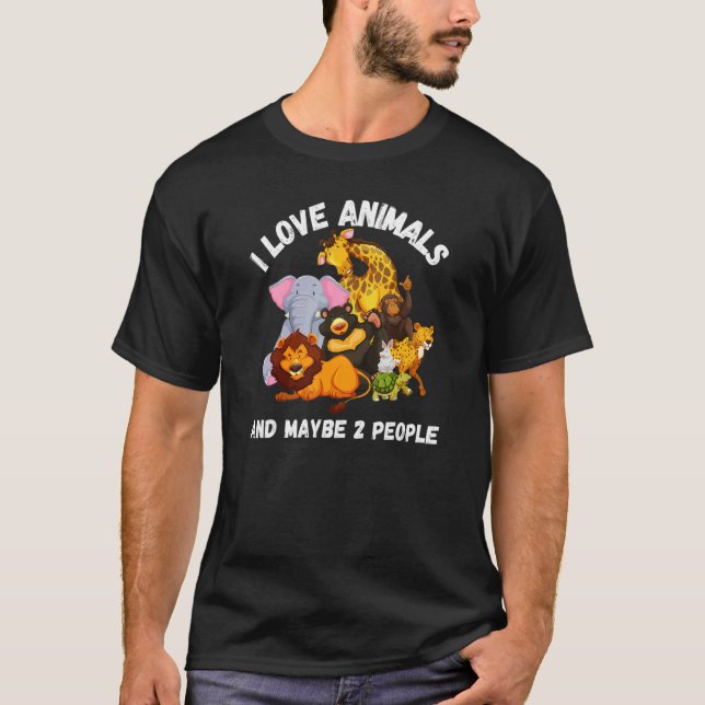 Camiseta Eu amo animais e talvez duas Pessoas (Frente)