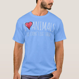 Camiseta Eu amo animais, então eu não os como vegan 