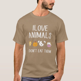 Camiseta Eu Amo Animais Eu Não Como Eles Engraçado engraçad