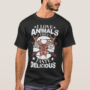 Camiseta Eu Amo Animais Que Eles Sabem Delicioso E Engraçad