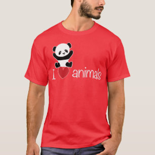 Camiseta eu amo animais urso panda retrô