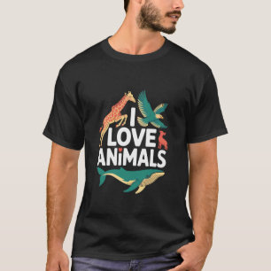 Camiseta Eu Amo Animais Vida Selvagem Admirador Da Natureza