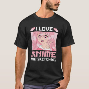 Camiseta Eu Amo Anime Desenho Engraçado Kawaii Japonês M