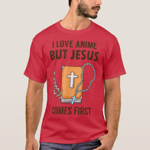 Camiseta Eu Amo Anime Mas Jesus Vem Primeiro Japa Cristão