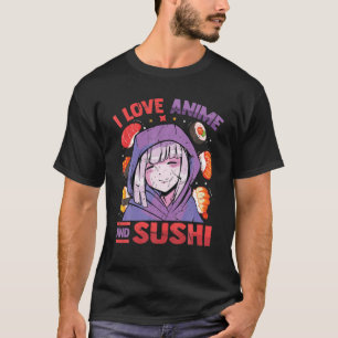 Camiseta Eu Amo Anime Sushi - Kawaii Blushing Otaku Gir