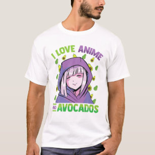 Camiseta Eu Amo Animes E Avocados - Kawaii Blushing Otaku