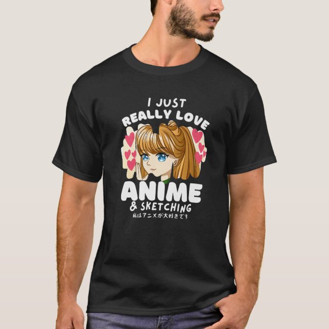 Camiseta Eu Amo Animes E Desenhando Ca Japonês (Frente)