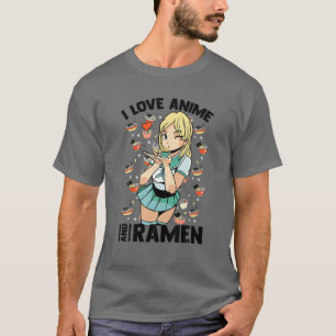 Camiseta Eu Amo Animes E Ramen - Cute Kawaii - Manga Otaku