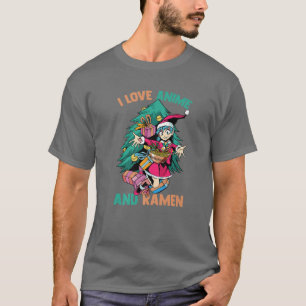 Camiseta Eu Amo Animes E Ramen - Kawaii Christmas Girl - O