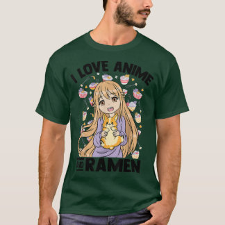 Camiseta Eu Amo Animes E Ramen - Kawaii Otaku Girl - Cute