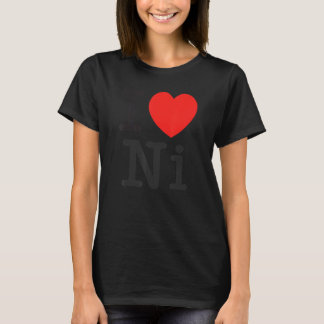 Camiseta Eu Amo Apple Ny E Níquel Tabela Periódica
