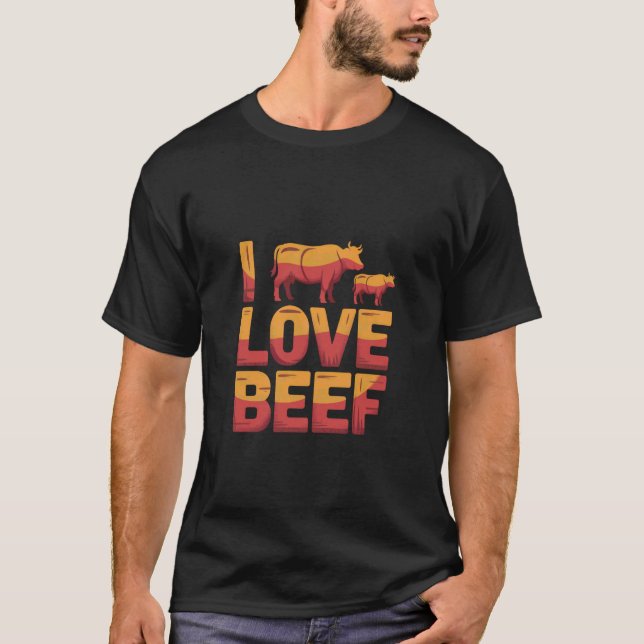 Camiseta Eu Amo Apreciação de Vaca de Carne (Frente)