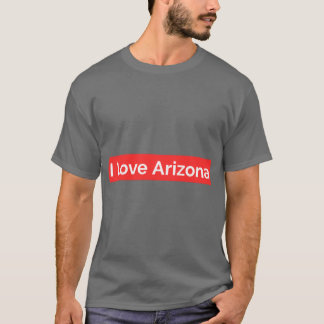 Camiseta Eu Amo Arizona Fundo Vermelho Superdimensionado
