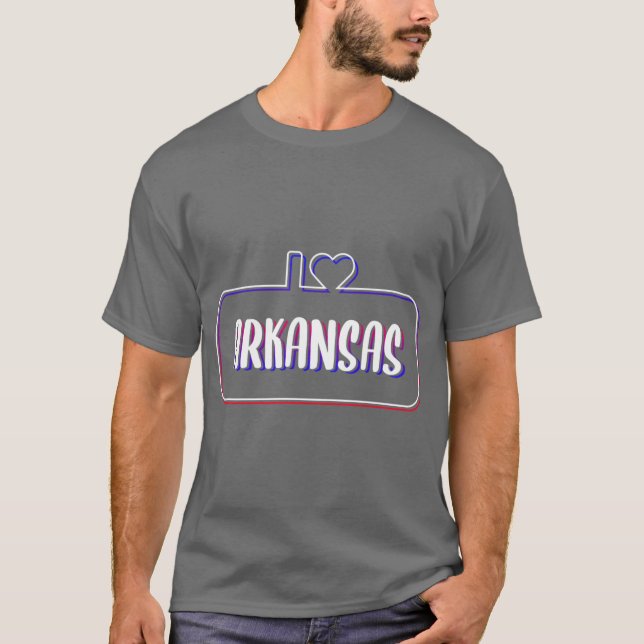 Camiseta Eu Amo Arkansas Texto Colorido (Frente)