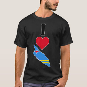 Camiseta Eu Amo Aruba Vertical I Heart Aruba Country Flag M