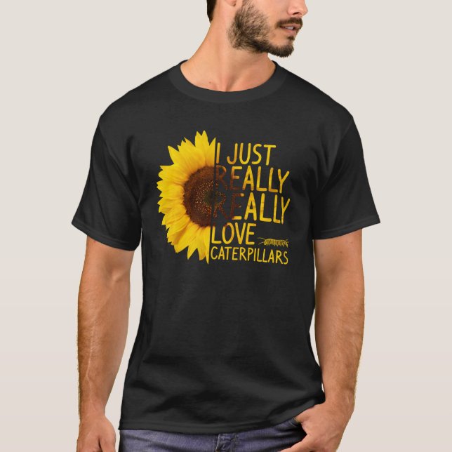 Camiseta Eu Amo As Lagartas Mulheres Homens Fluir O Sol (Frente)
