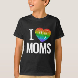 Camiseta Eu Amo As Minhas Mães   Orgulho Cardíaco Arco-Í