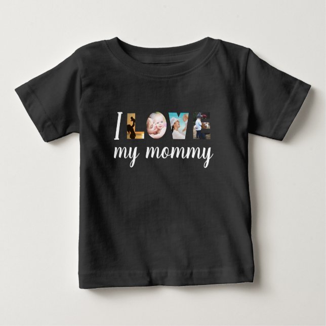 Camiseta Eu amo as minhas mamães de fotos personalizadas pr (Frente)