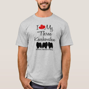 Camiseta Eu Amo As Minhas Três Keeshonden