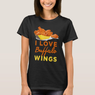 Camiseta Eu Amo Asas de Frango Buffalo BBQ Torrado Grelhado