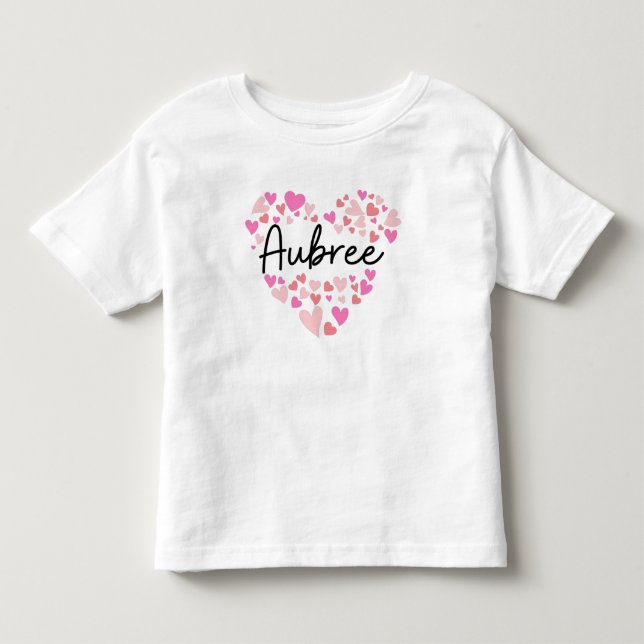 Camiseta Eu amo Aubree - corações para Aubree (Frente)