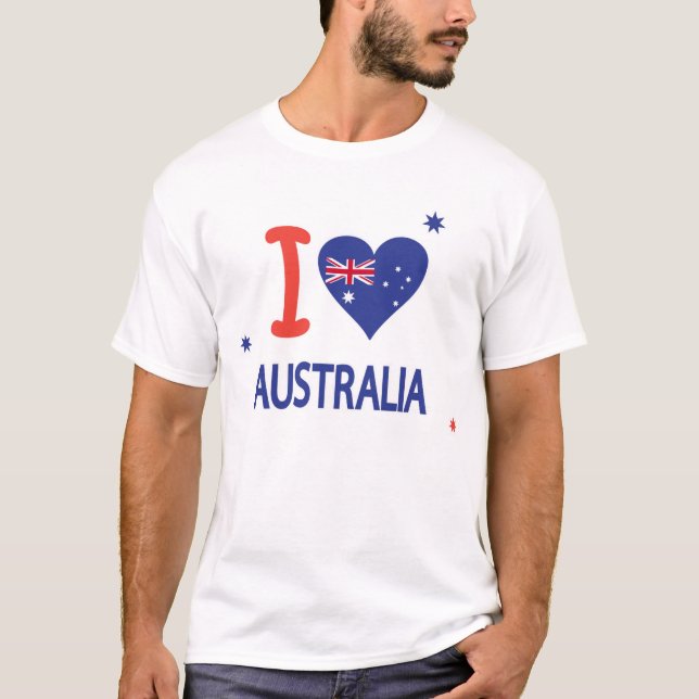 Camiseta EU AMO AUSTRÁLIA Feliz Dia da Austrália 26 de jane (Frente)