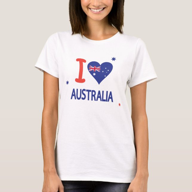 Camiseta EU AMO AUSTRÁLIA Feliz Dia da Austrália 26 de jane (Frente)