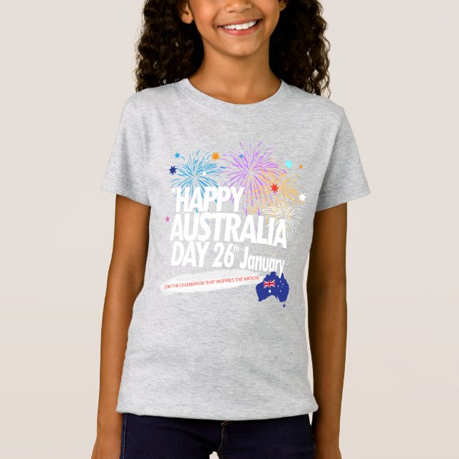 Camiseta EU AMO AUSTRÁLIA Feliz Dia da Austrália 26 de jane (Frente)