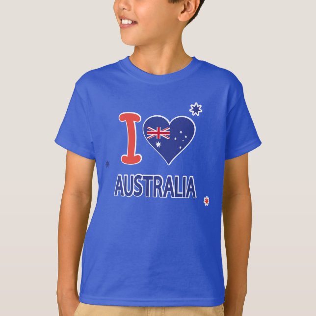 Camiseta EU AMO AUSTRÁLIA Feliz Dia da Austrália 26 de jane (Frente)