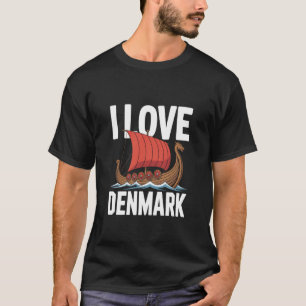 Camiseta Eu Amo Aventura do Navio Viking da Dinamarca