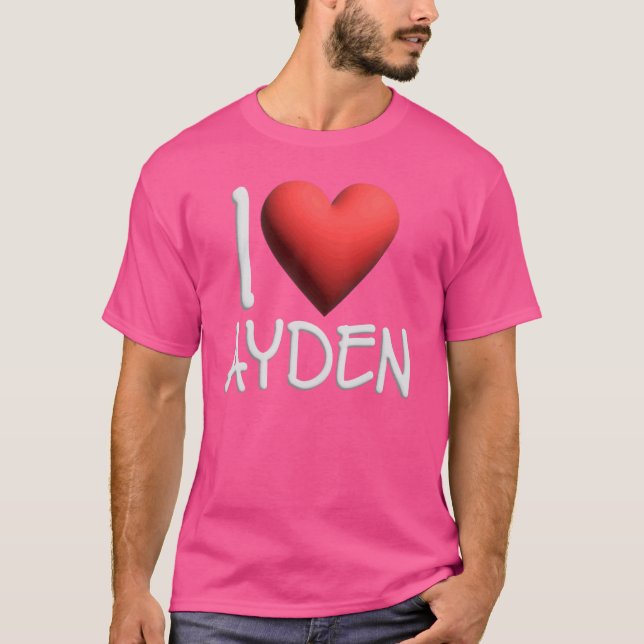 Camiseta Eu Amo Ayden Name Personalizado Men Cara Amigo BFF (Frente)
