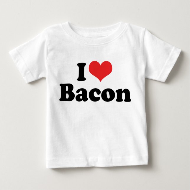 Camiseta Eu Amo Bacon de Coração - Amante de Bacon (Frente)