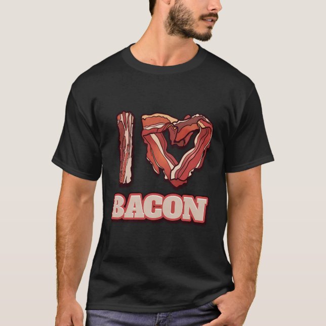 Camiseta Eu Amo Bacon Palavras Parecias Engraçadas Presente (Frente)