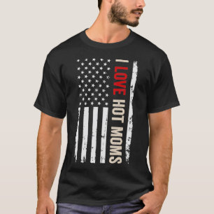 Camiseta Eu Amo Bandeira Americana Quente Mães