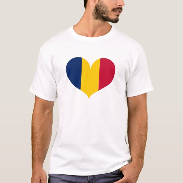 Camiseta Eu Amo Bandeira Chade (Frente)