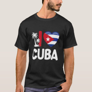 Camiseta Eu Amo Bandeira Cubana Coração