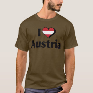 Camiseta Eu Amo Bandeira da Áustria