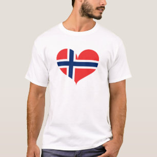 Camiseta Eu Amo Bandeira Da Noruega