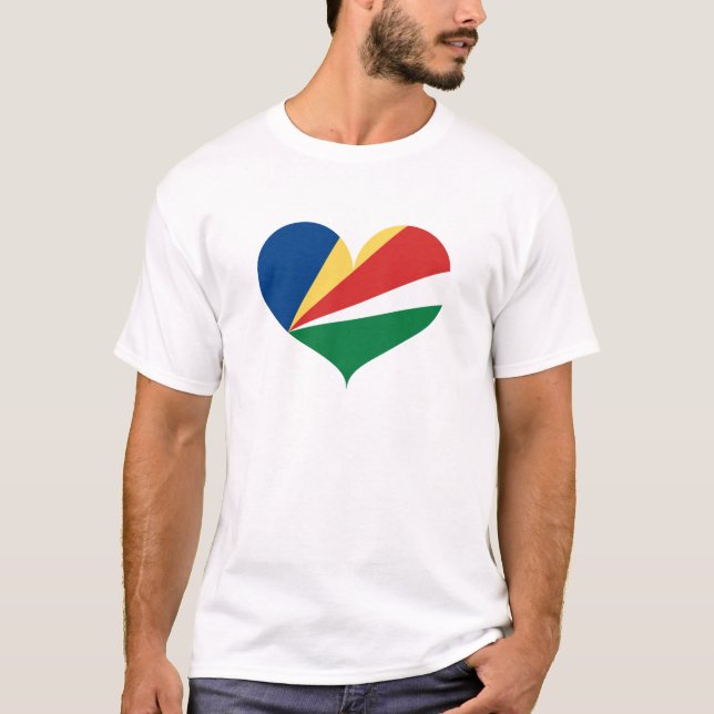 Camiseta Eu Amo Bandeira das Seychelles (Frente)