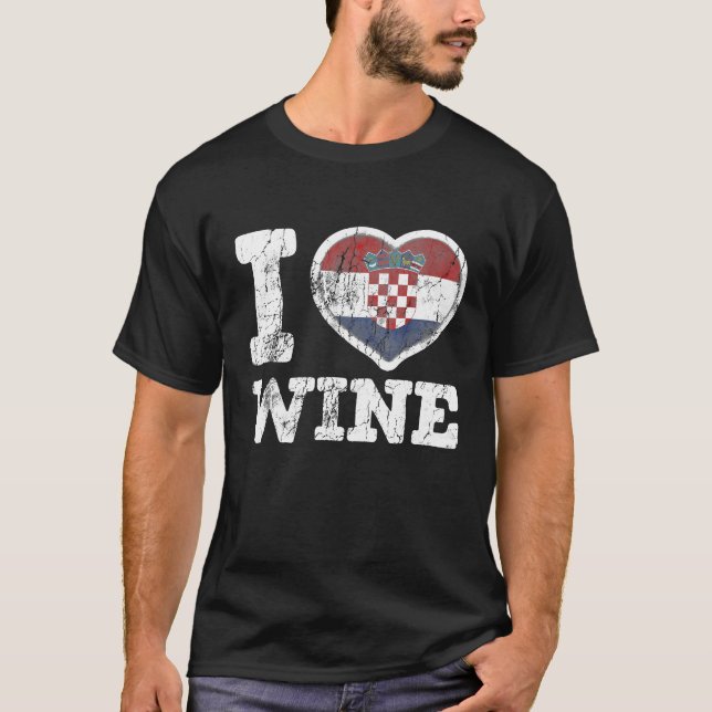 Camiseta Eu Amo Bandeira de Coração da Croácia (Frente)