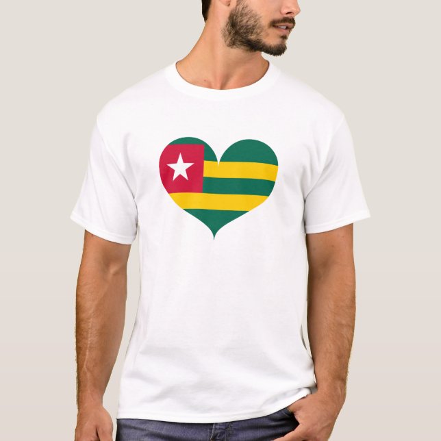 Camiseta Eu Amo Bandeira De Togo (Frente)