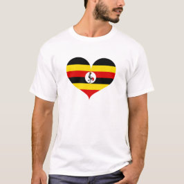 Camiseta Eu Amo Bandeira de Uganda