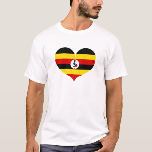 Camiseta Eu Amo Bandeira de Uganda