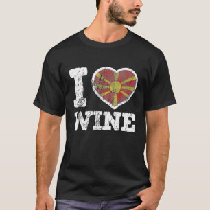 Camiseta Eu Amo Bandeira do Coração da Macedônia do Vinho d