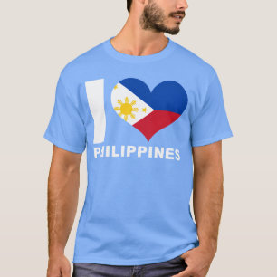 Camiseta Eu Amo Bandeira do Coração das Filipinas Filipinas