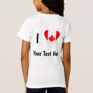 Camiseta Eu Amo (Bandeira do Coração do Canadá) Seu Texto P