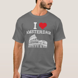 Camiseta Eu Amo Bandeira do Coração do Coliseu de Amsterdã