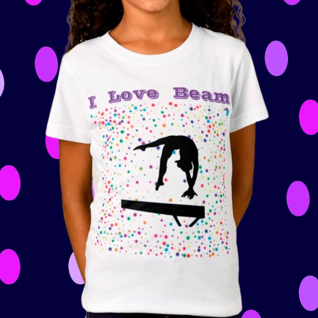 Camiseta Eu Amo Beam Girls Gymnastics Balance Beam Gymnast (Criador carregado)